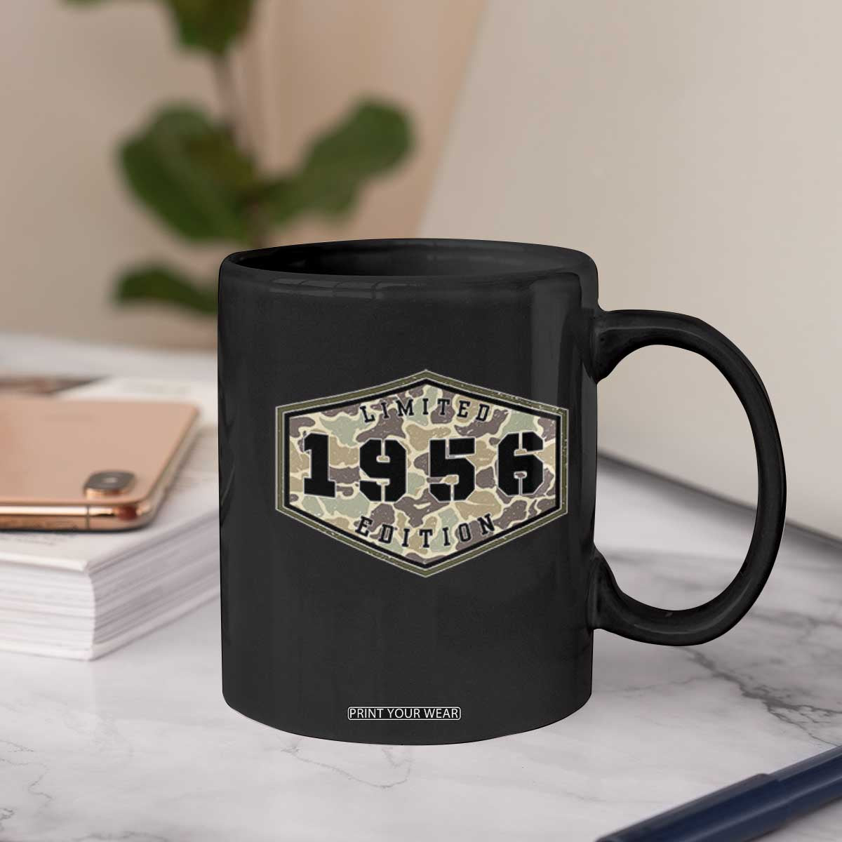 70th Birthday Hunting Coffee Mug 1956 Limited Edition Vintage Camouflage Gifts For Turning 70