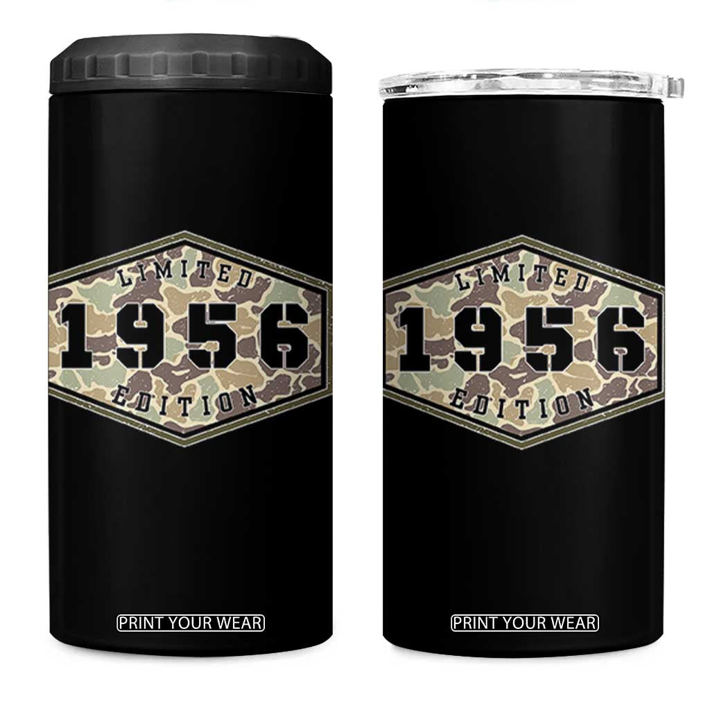 70th Birthday Hunting 4 in 1 Can Cooler Tumbler 1956 Limited Edition Vintage Camouflage Gifts For Turning 70 TS11 One Size: 16 oz Black Print Your Wear