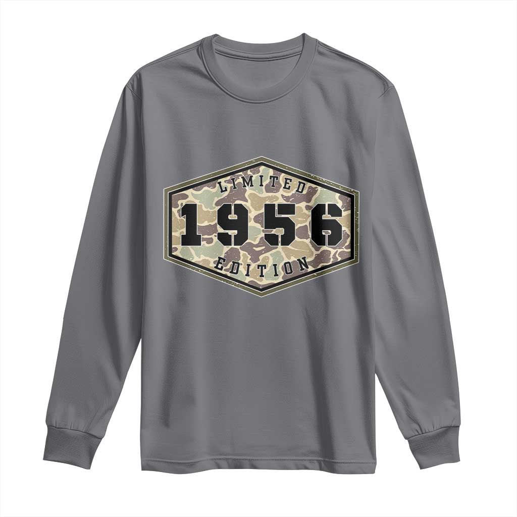 70th Birthday Hunting Long Sleeve Shirt 1956 Limited Edition Vintage Camouflage Gifts For Turning 70