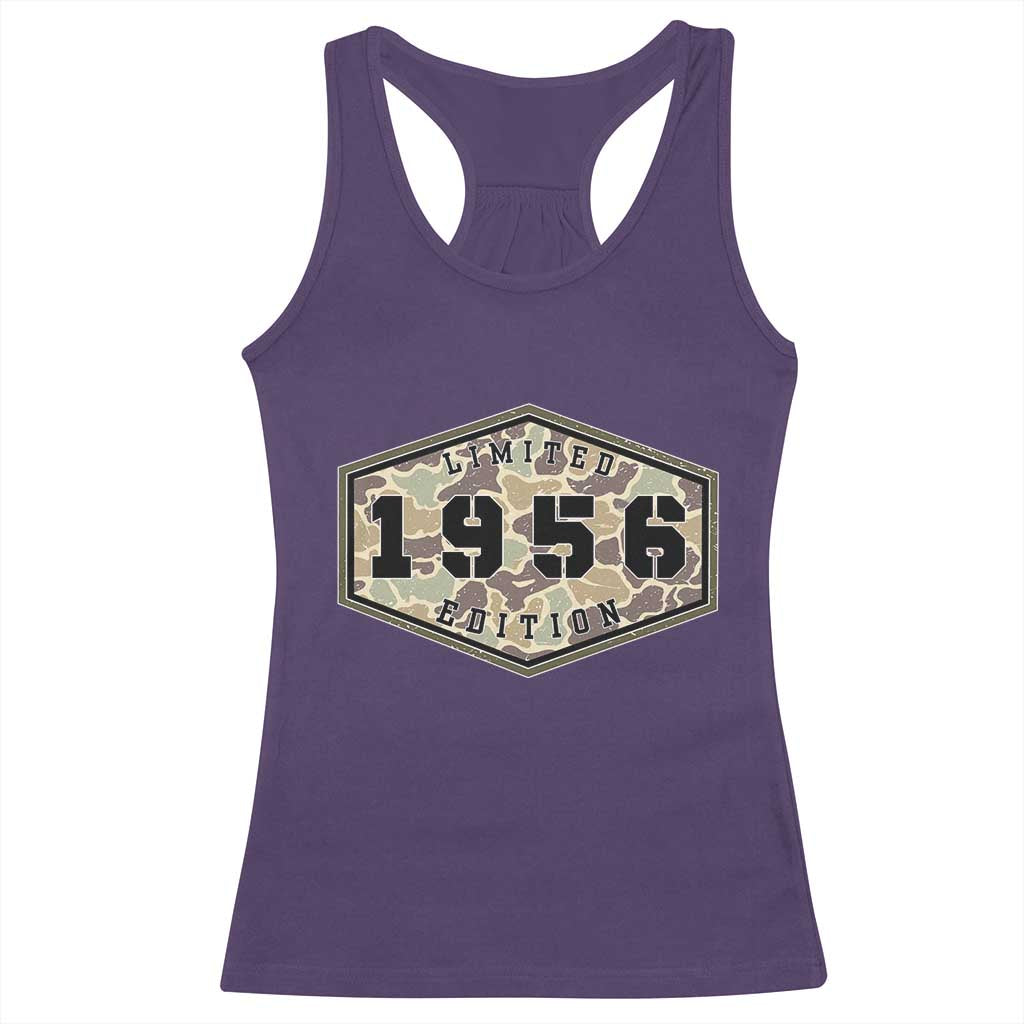 70th Birthday Hunting Racerback Tank Top 1956 Limited Edition Vintage Camouflage Gifts For Turning 70
