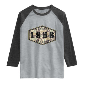 70th Birthday Hunting Raglan Shirt 1956 Limited Edition Vintage Camouflage Gifts For Turning 70