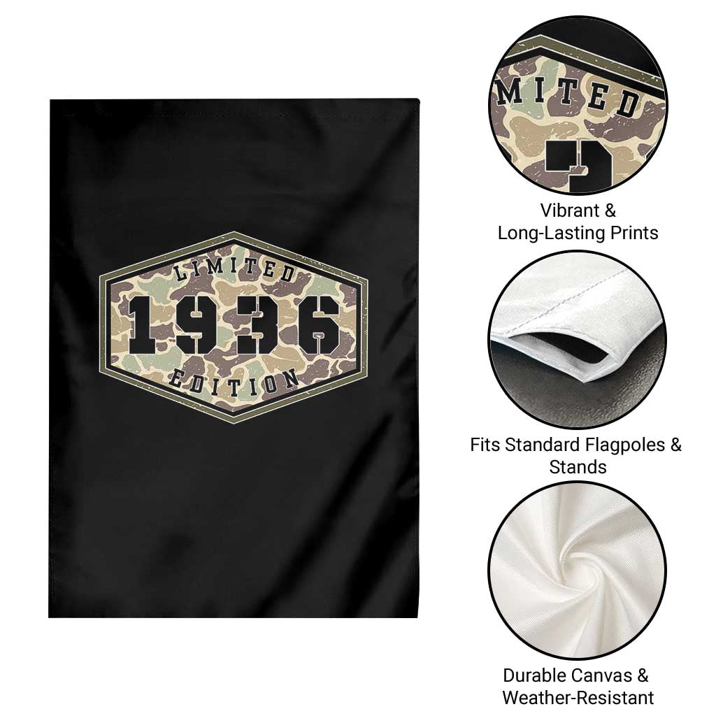 90th Birthday Hunting Garden Flag 1936 Limited Edition Vintage Camouflage Gifts For Turning 90
