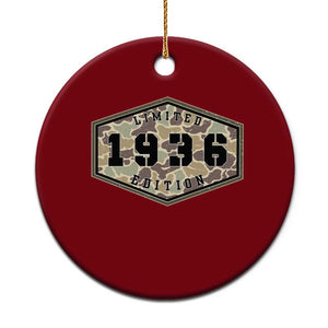 90th Birthday Hunting Ceramic Ornament 1936 Limited Edition Vintage Camouflage Gifts For Turning 90