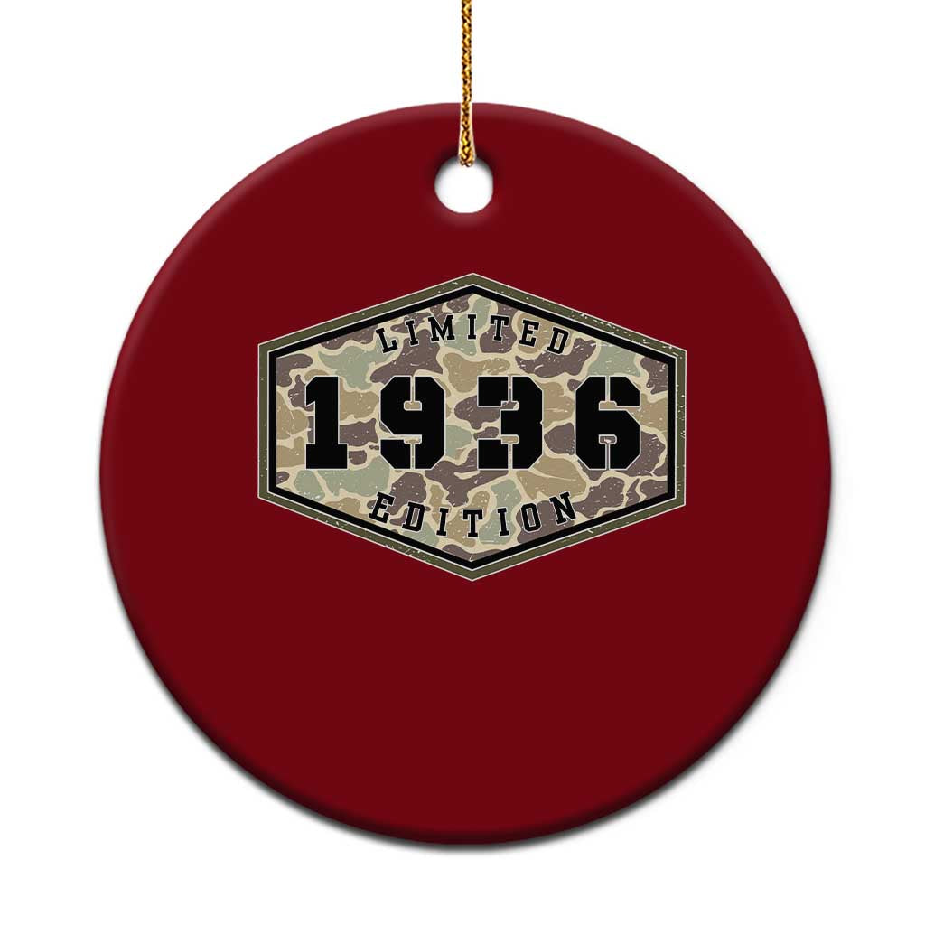 90th Birthday Hunting Ceramic Ornament 1936 Limited Edition Vintage Camouflage Gifts For Turning 90 TS11 1pc Red Print Your Wear