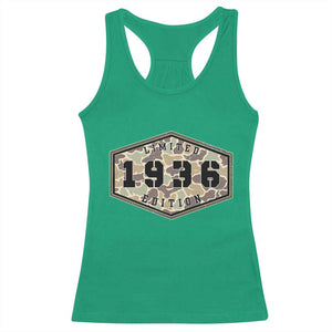90th Birthday Hunting Racerback Tank Top 1936 Limited Edition Vintage Camouflage Gifts For Turning 90