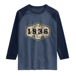 90th Birthday Hunting Raglan Shirt 1936 Limited Edition Vintage Camouflage Gifts For Turning 90