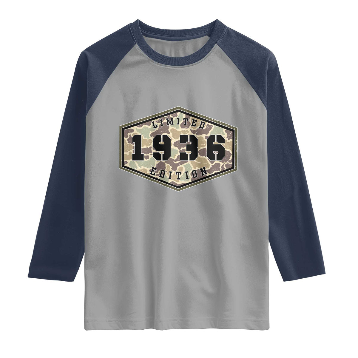 90th Birthday Hunting Raglan Shirt 1936 Limited Edition Vintage Camouflage Gifts For Turning 90