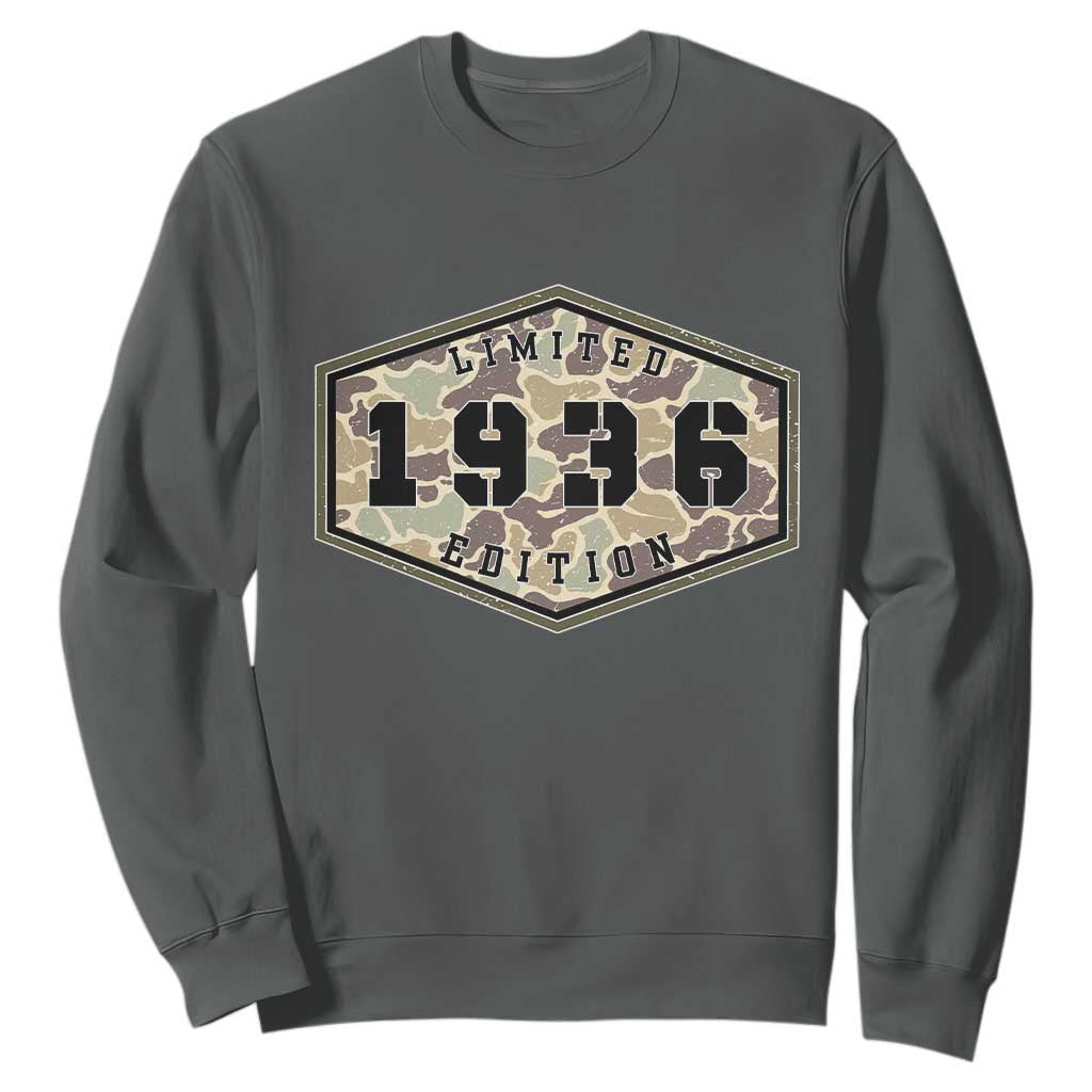 90th Birthday Hunting Sweatshirt 1936 Limited Edition Vintage Camouflage Gifts For Turning 90