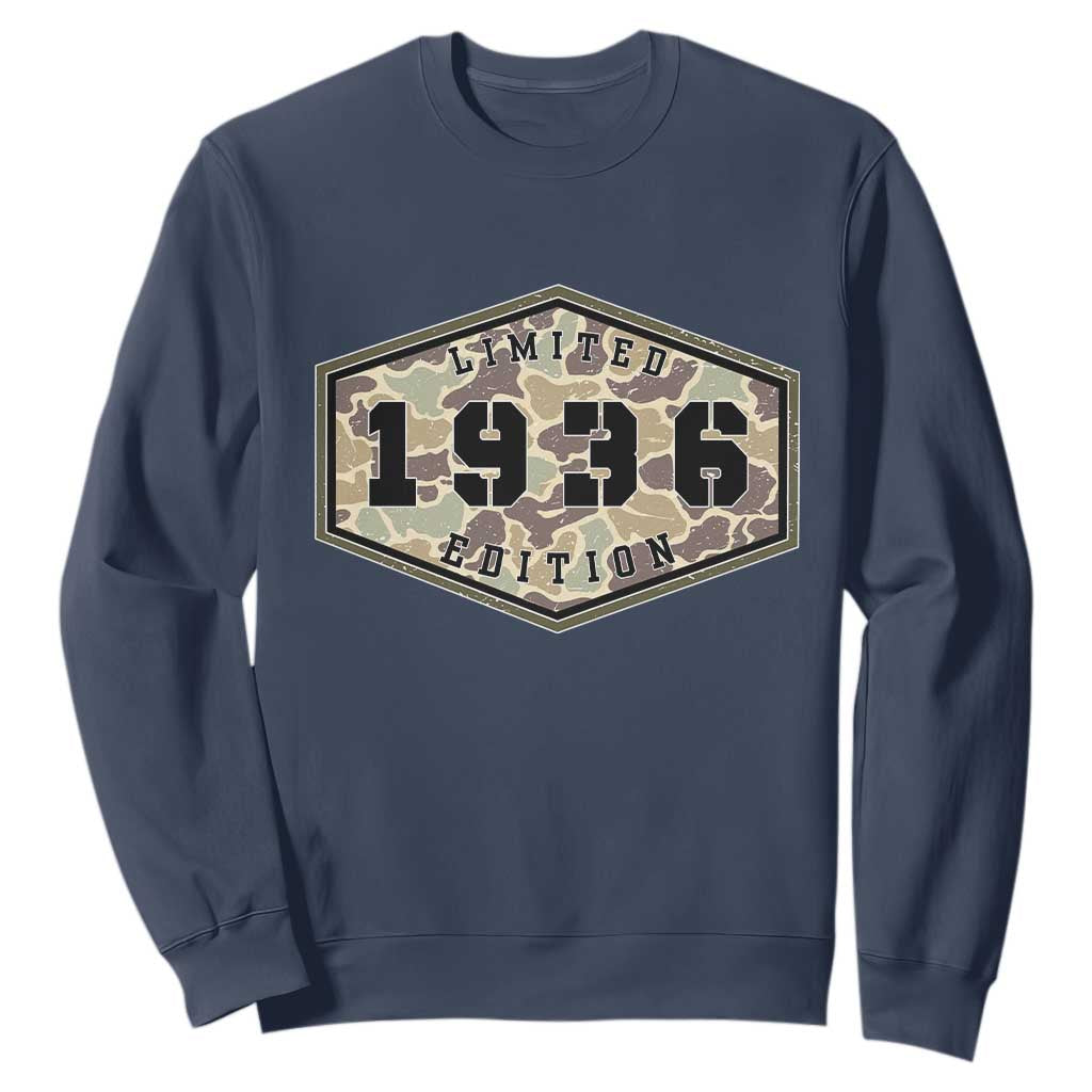 90th Birthday Hunting Sweatshirt 1936 Limited Edition Vintage Camouflage Gifts For Turning 90
