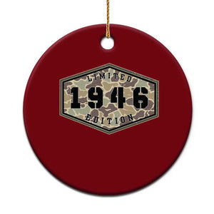 80th Birthday Hunting Ceramic Ornament 1946 Limited Edition Vintage Camouflage Gifts For Turning 80
