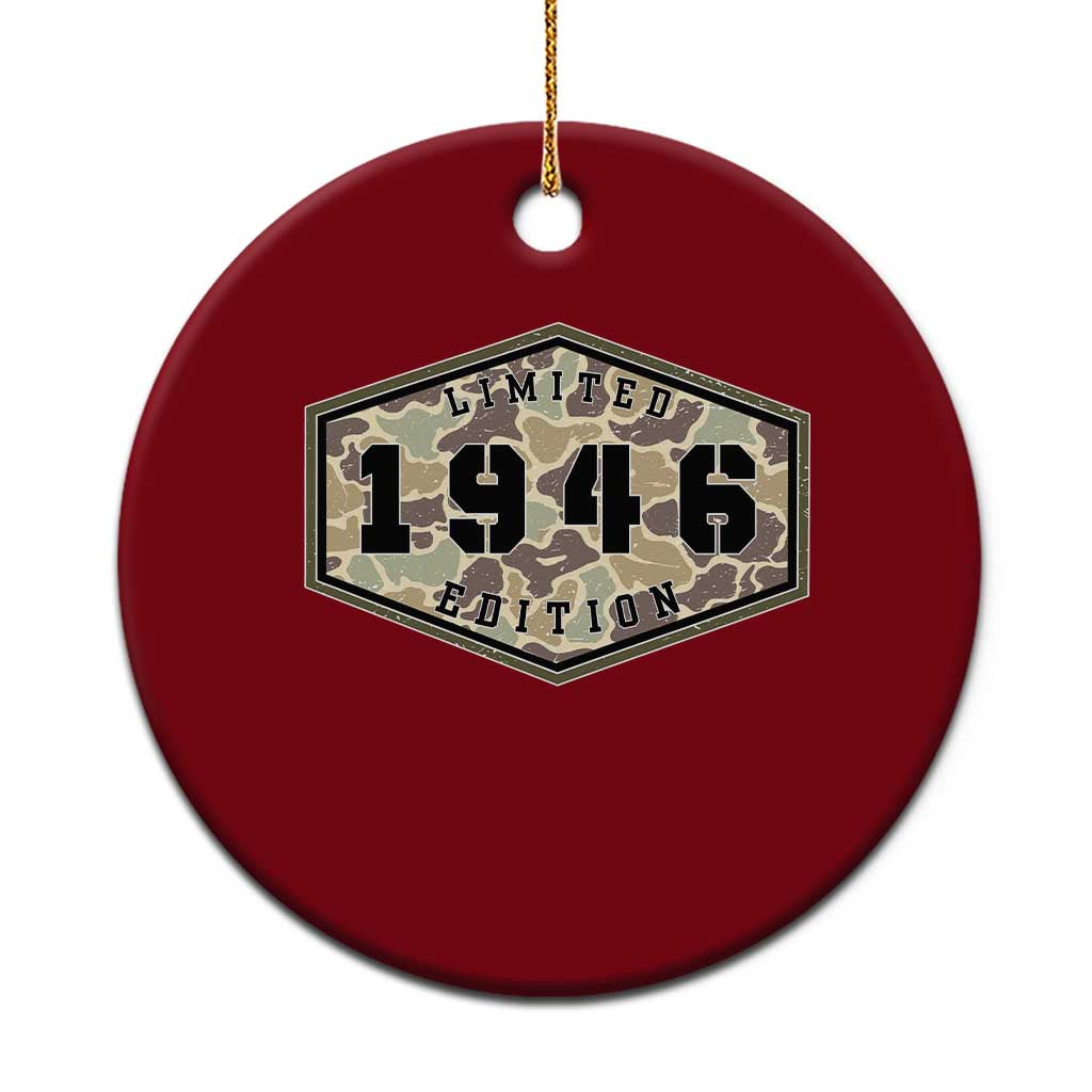 80th Birthday Hunting Ceramic Ornament 1946 Limited Edition Vintage Camouflage Gifts For Turning 80 TS11 1pc Red Print Your Wear