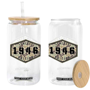 80th Birthday Hunting Glass Can 1946 Limited Edition Vintage Camouflage Gifts For Turning 80