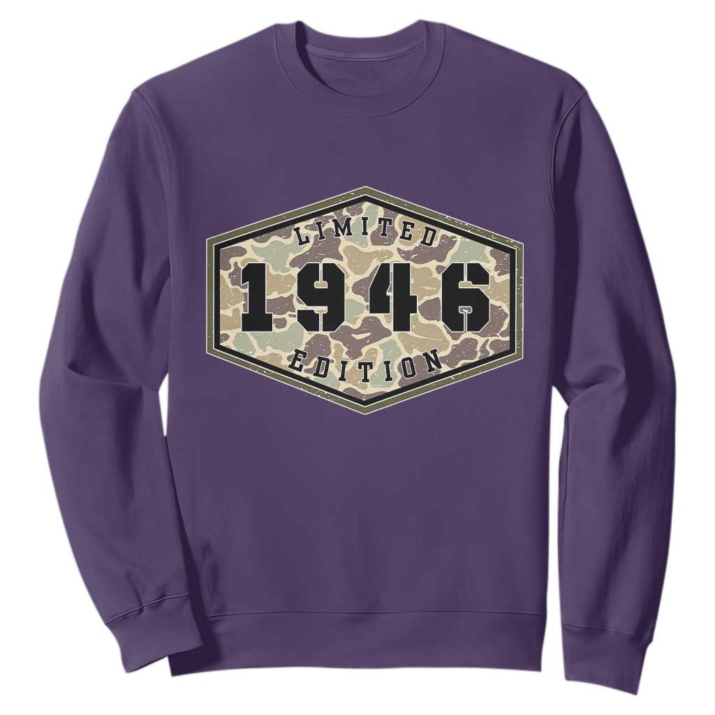 80th Birthday Hunting Sweatshirt 1946 Limited Edition Vintage Camouflage Gifts For Turning 80