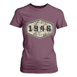 80th Birthday Hunting T Shirt For Women 1946 Limited Edition Vintage Camouflage Gifts For Turning 80