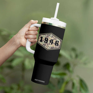 80th Birthday Hunting Tumbler With Handle 1946 Limited Edition Vintage Camouflage Gifts For Turning 80