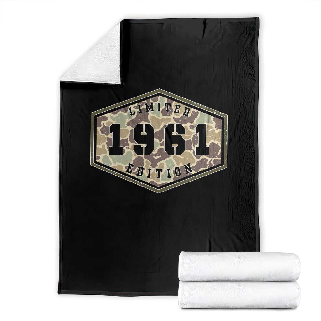 65th Birthday Hunting Throw Blanket 1961 Limited Edition Vintage Camouflage Gifts For Turning 65