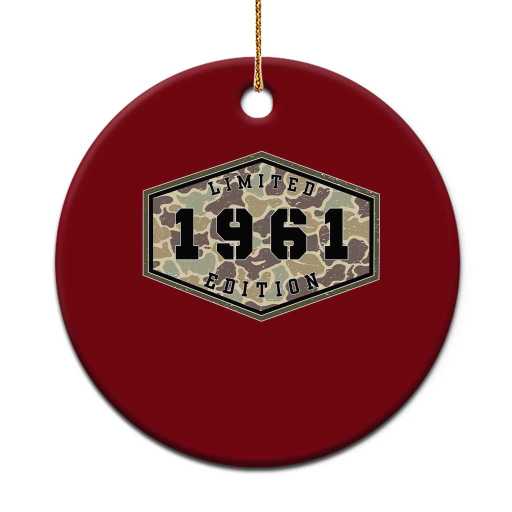 65th Birthday Hunting Ceramic Ornament 1961 Limited Edition Vintage Camouflage Gifts For Turning 65 TS11 1pc Red Print Your Wear