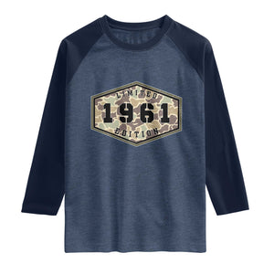 65th Birthday Hunting Raglan Shirt 1961 Limited Edition Vintage Camouflage Gifts For Turning 65