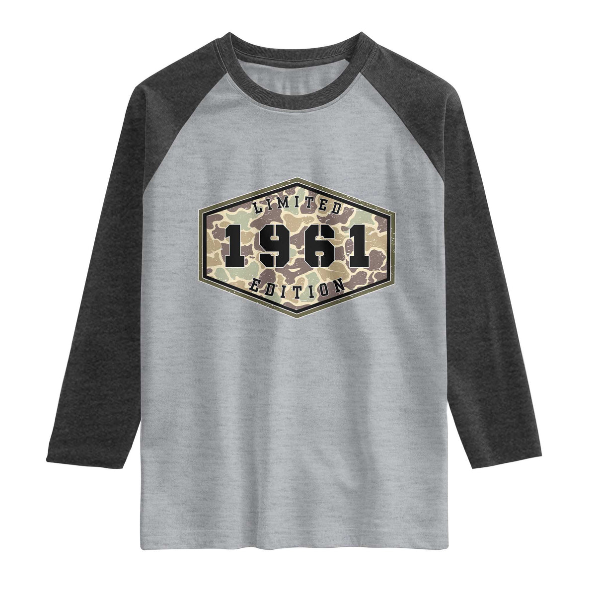 65th Birthday Hunting Raglan Shirt 1961 Limited Edition Vintage Camouflage Gifts For Turning 65