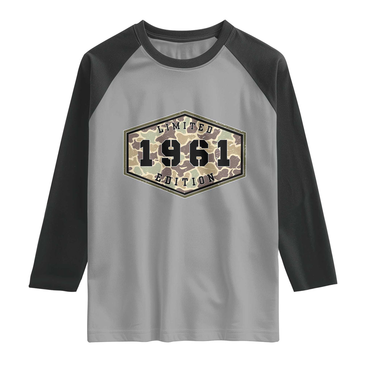 65th Birthday Hunting Raglan Shirt 1961 Limited Edition Vintage Camouflage Gifts For Turning 65