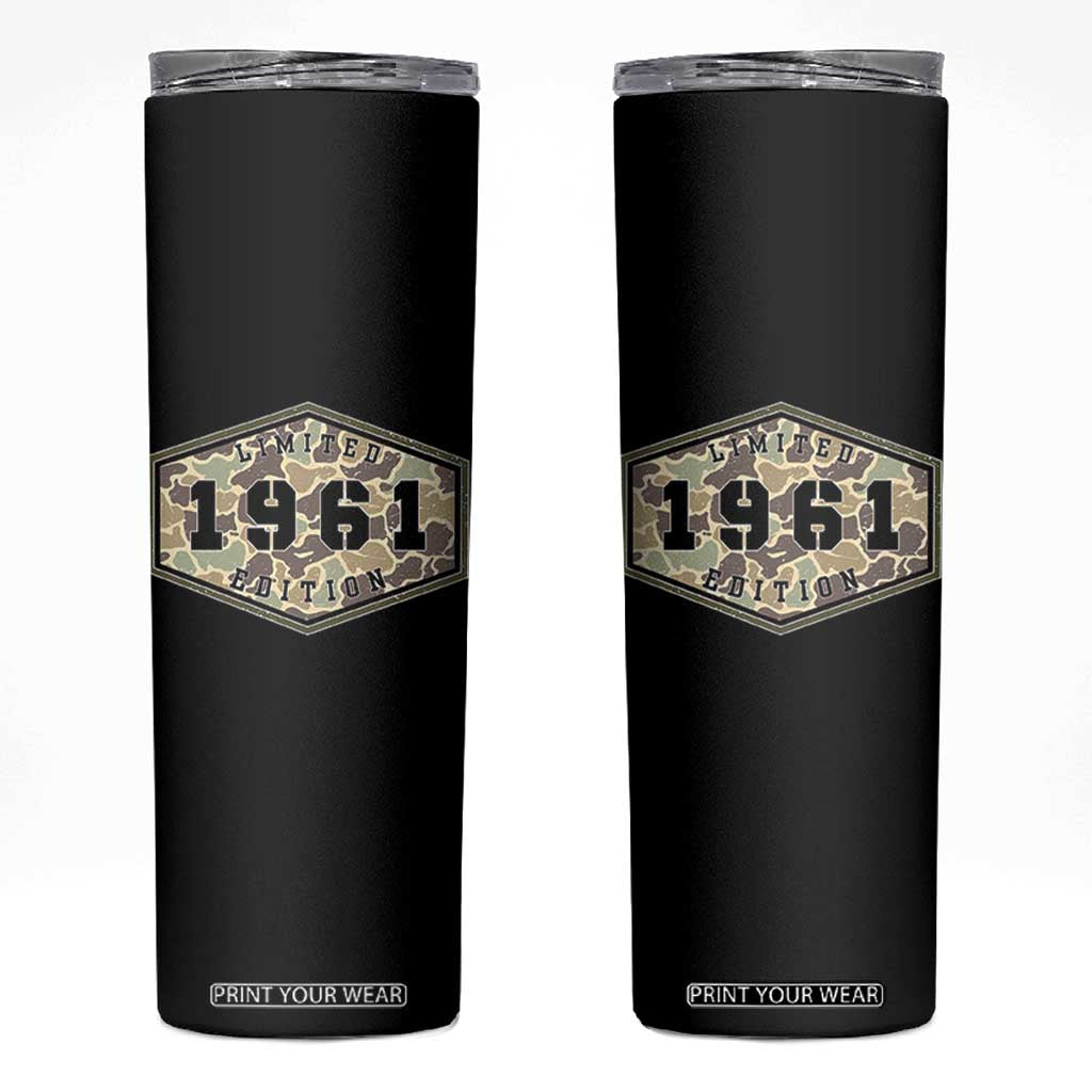 65th Birthday Hunting Skinny Tumbler 1961 Limited Edition Vintage Camouflage Gifts For Turning 65