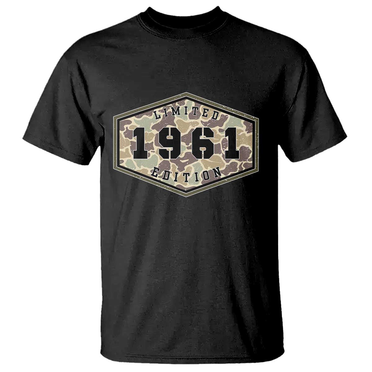 65th Birthday Hunting T Shirt 1961 Limited Edition Vintage Camouflage Gifts For Turning 65 TS11 Black Print Your Wear