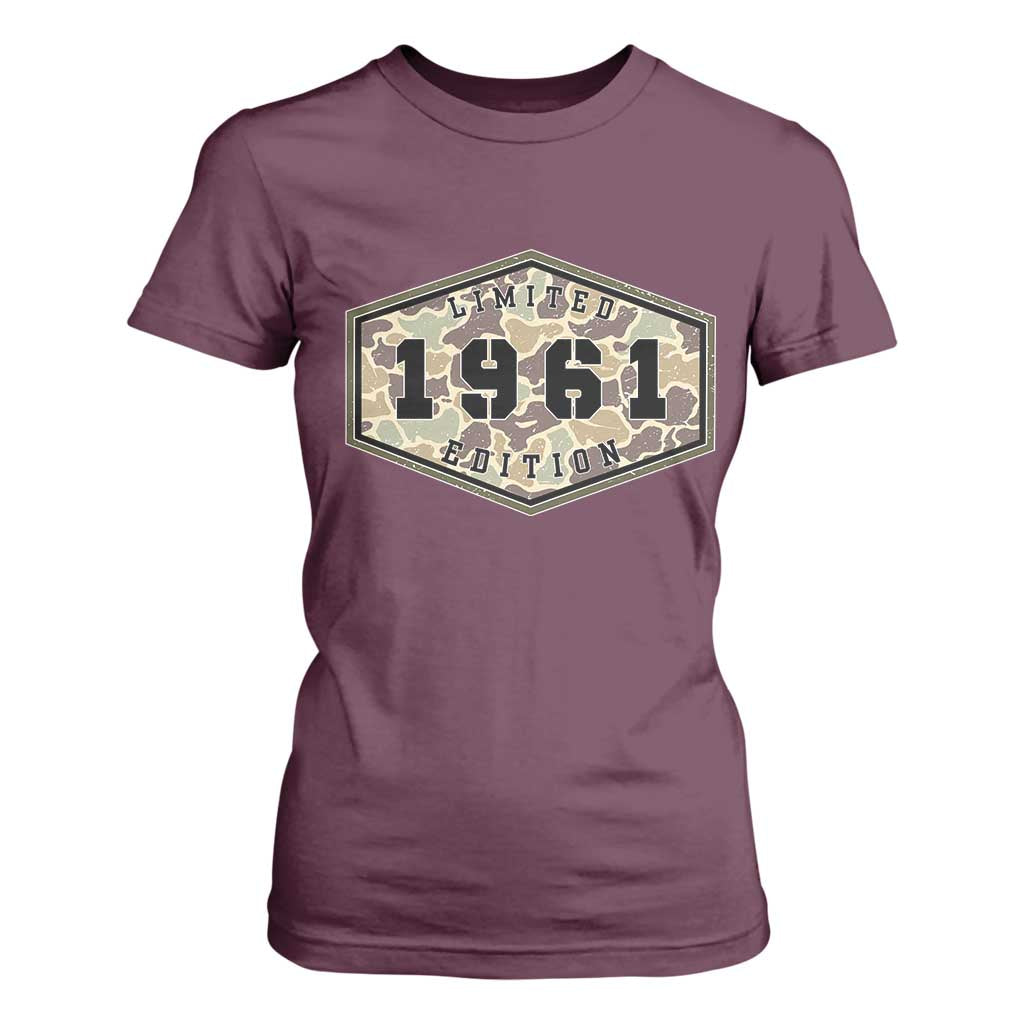 65th Birthday Hunting T Shirt For Women 1961 Limited Edition Vintage Camouflage Gifts For Turning 65