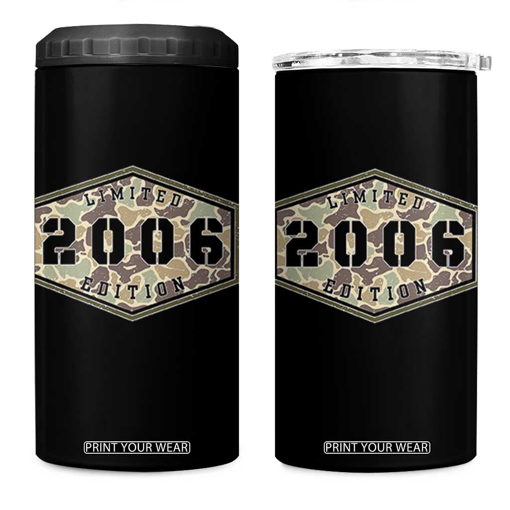 20th Birthday Hunting 4 in 1 Can Cooler Tumbler 2006 Limited Edition Vintage Camouflage Gifts For Turning 20