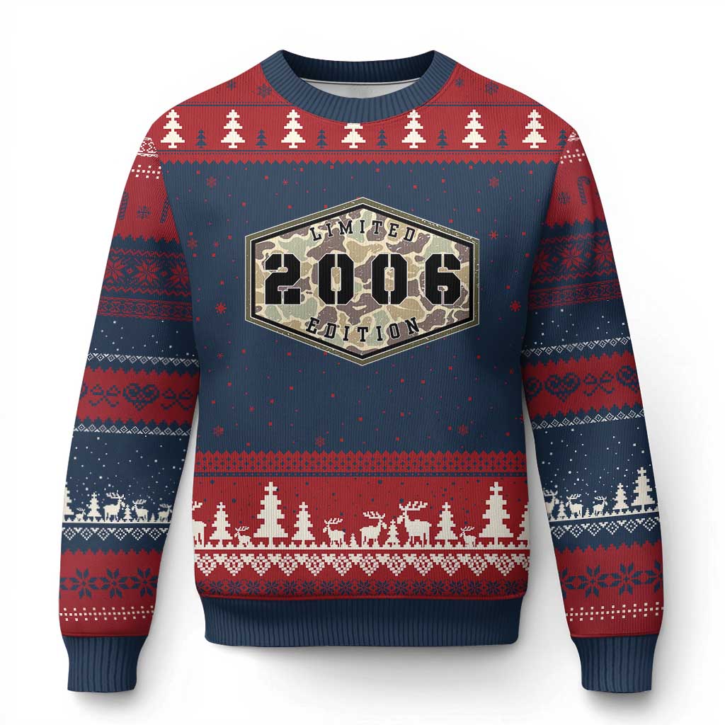 20th Birthday Hunting Ugly Christmas Sweater 2006 Limited Edition Vintage Camouflage Gifts For Turning 20 TS11 Navy Red Print Your Wear