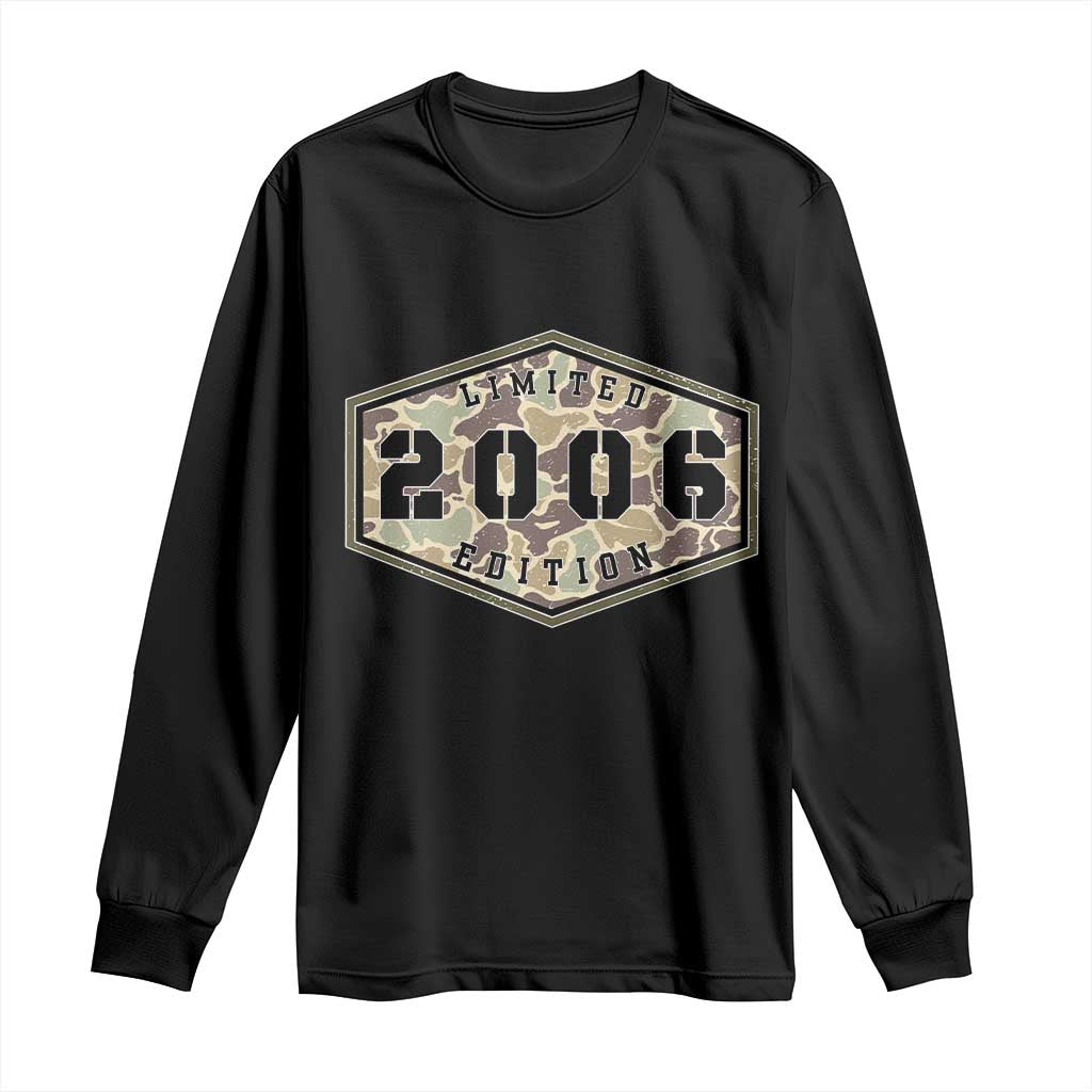 20th Birthday Hunting Long Sleeve Shirt 2006 Limited Edition Vintage Camouflage Gifts For Turning 20 TS11 Black Print Your Wear