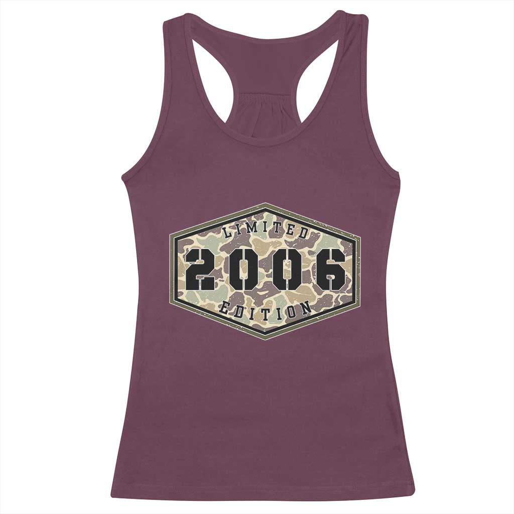 20th Birthday Hunting Racerback Tank Top 2006 Limited Edition Vintage Camouflage Gifts For Turning 20