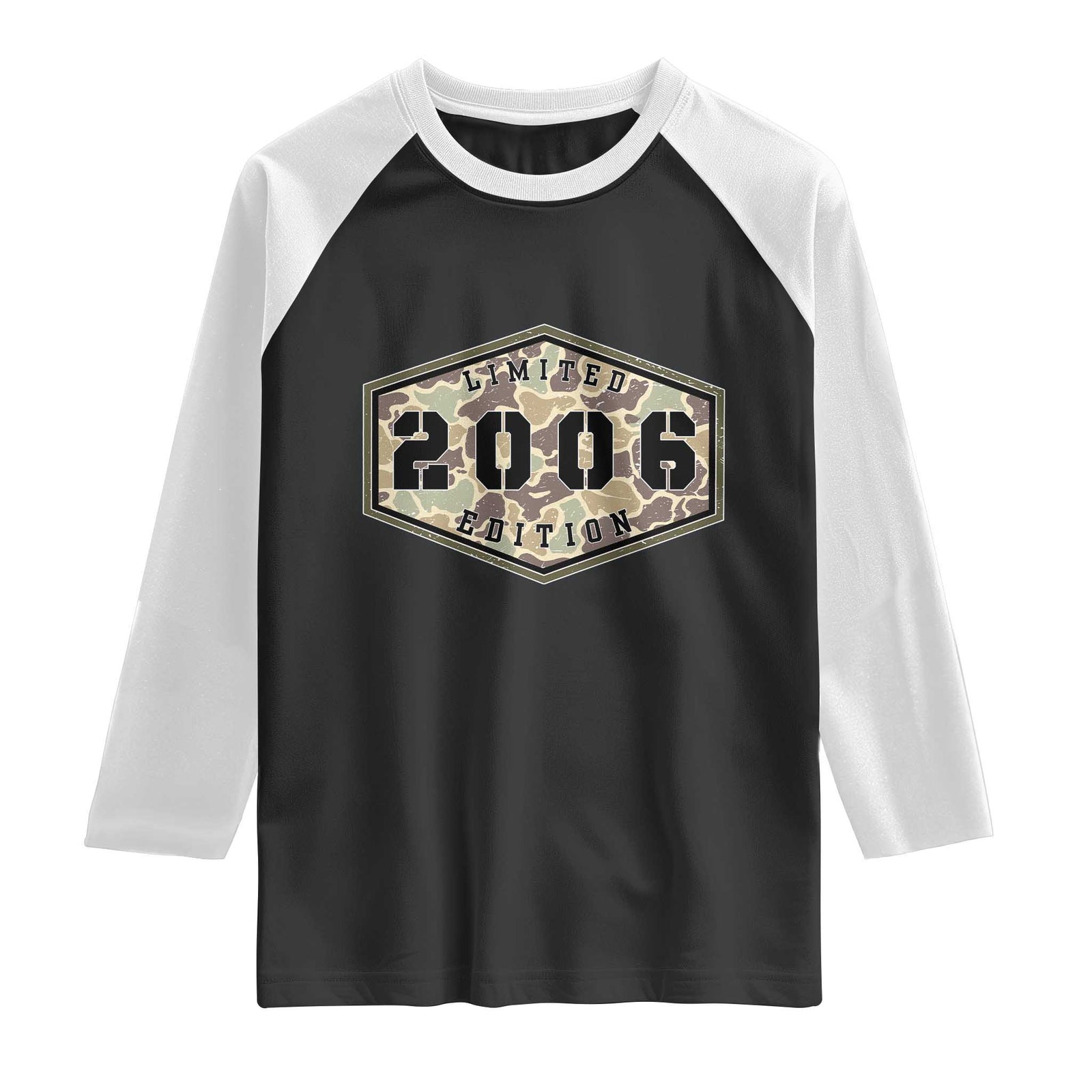 20th Birthday Hunting Raglan Shirt 2006 Limited Edition Vintage Camouflage Gifts For Turning 20 TS11 Black White Print Your Wear