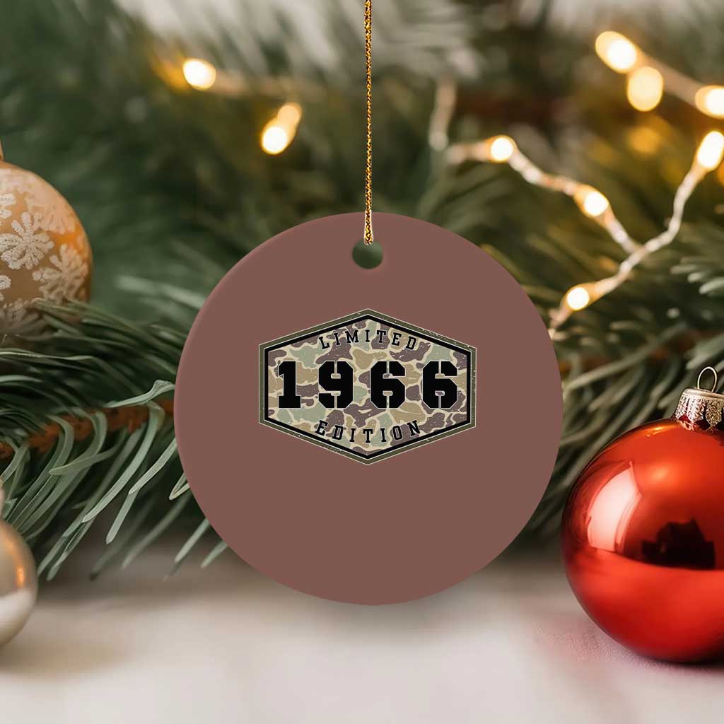 60th Birthday Hunting Ceramic Ornament 1966 Limited Edition Vintage Camouflage Gifts For Turning 60