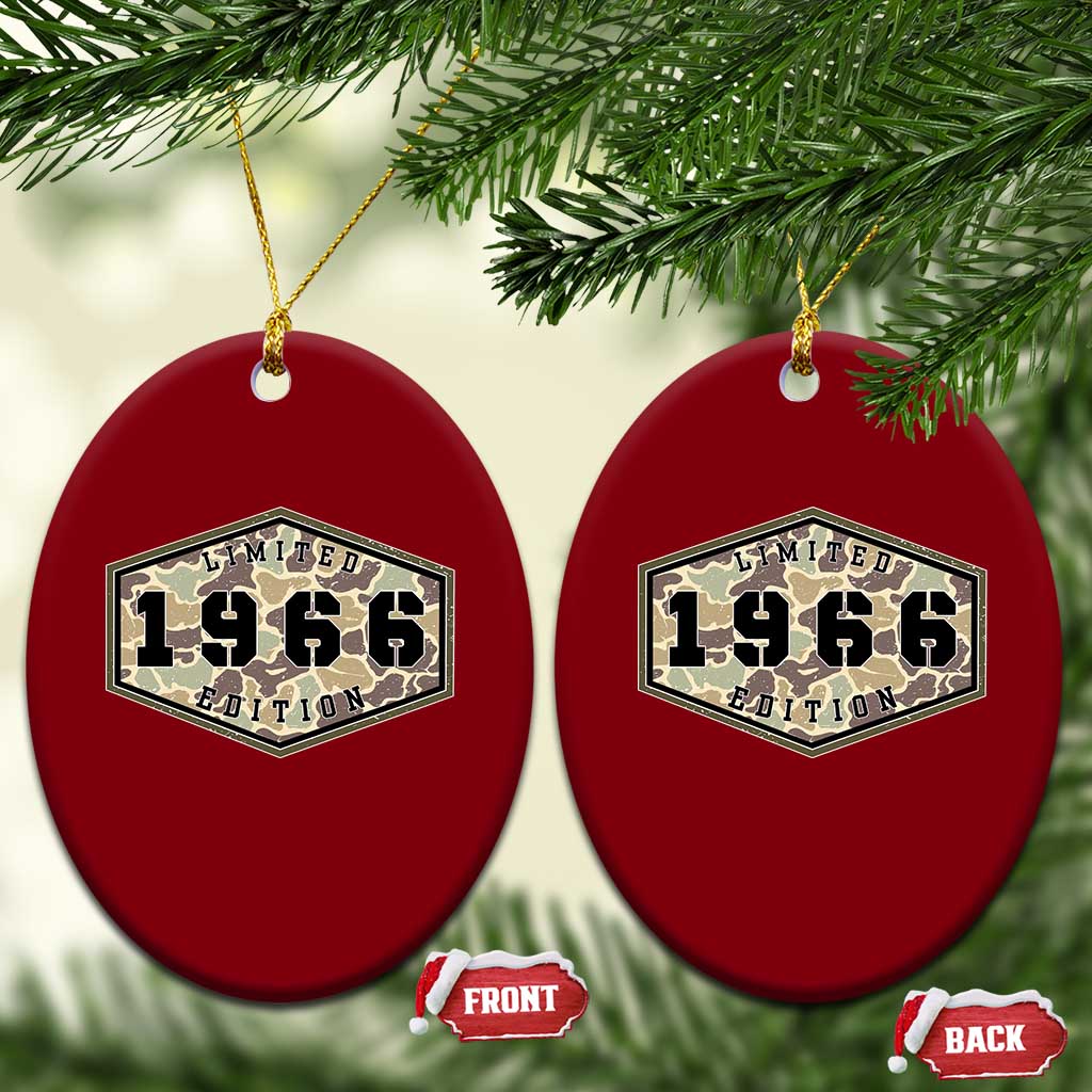 60th Birthday Hunting Ceramic Ornament 1966 Limited Edition Vintage Camouflage Gifts For Turning 60