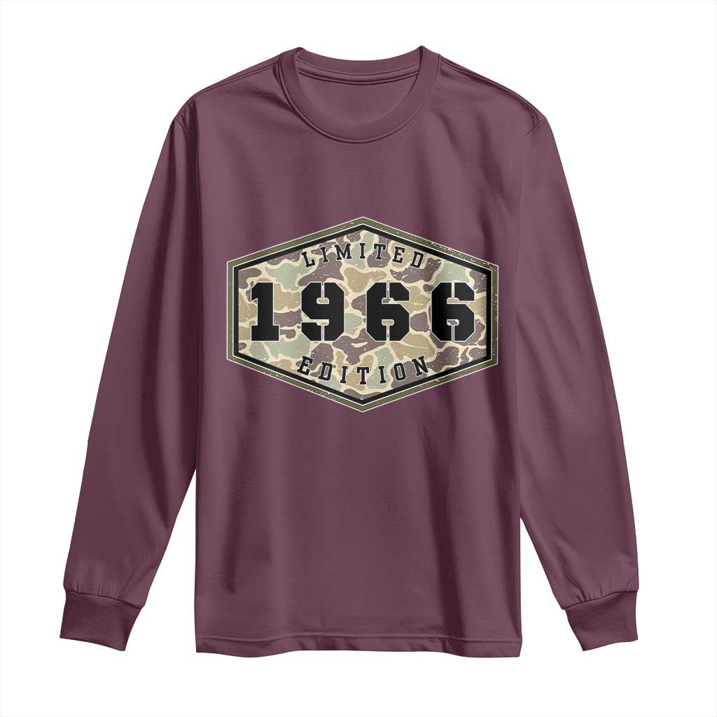 60th Birthday Hunting Long Sleeve Shirt 1966 Limited Edition Vintage Camouflage Gifts For Turning 60