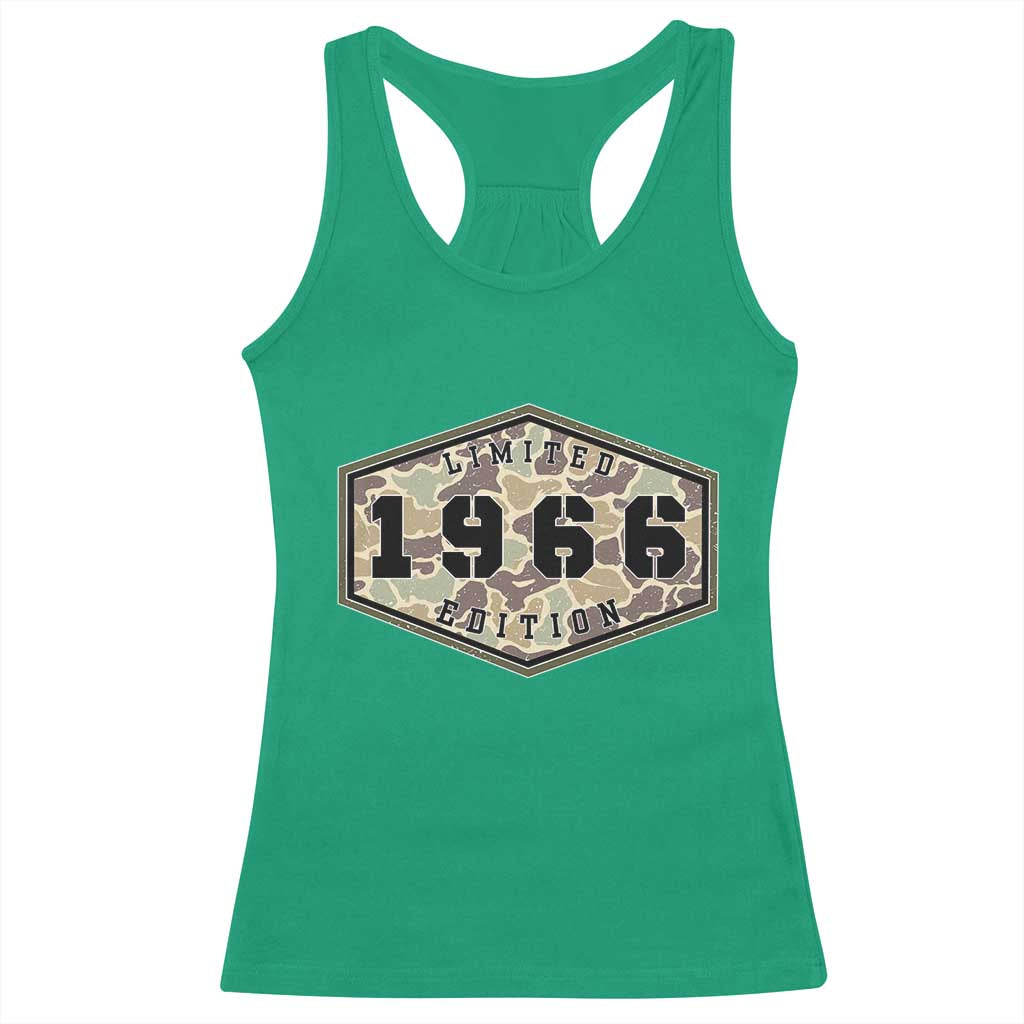 60th Birthday Hunting Racerback Tank Top 1966 Limited Edition Vintage Camouflage Gifts For Turning 60