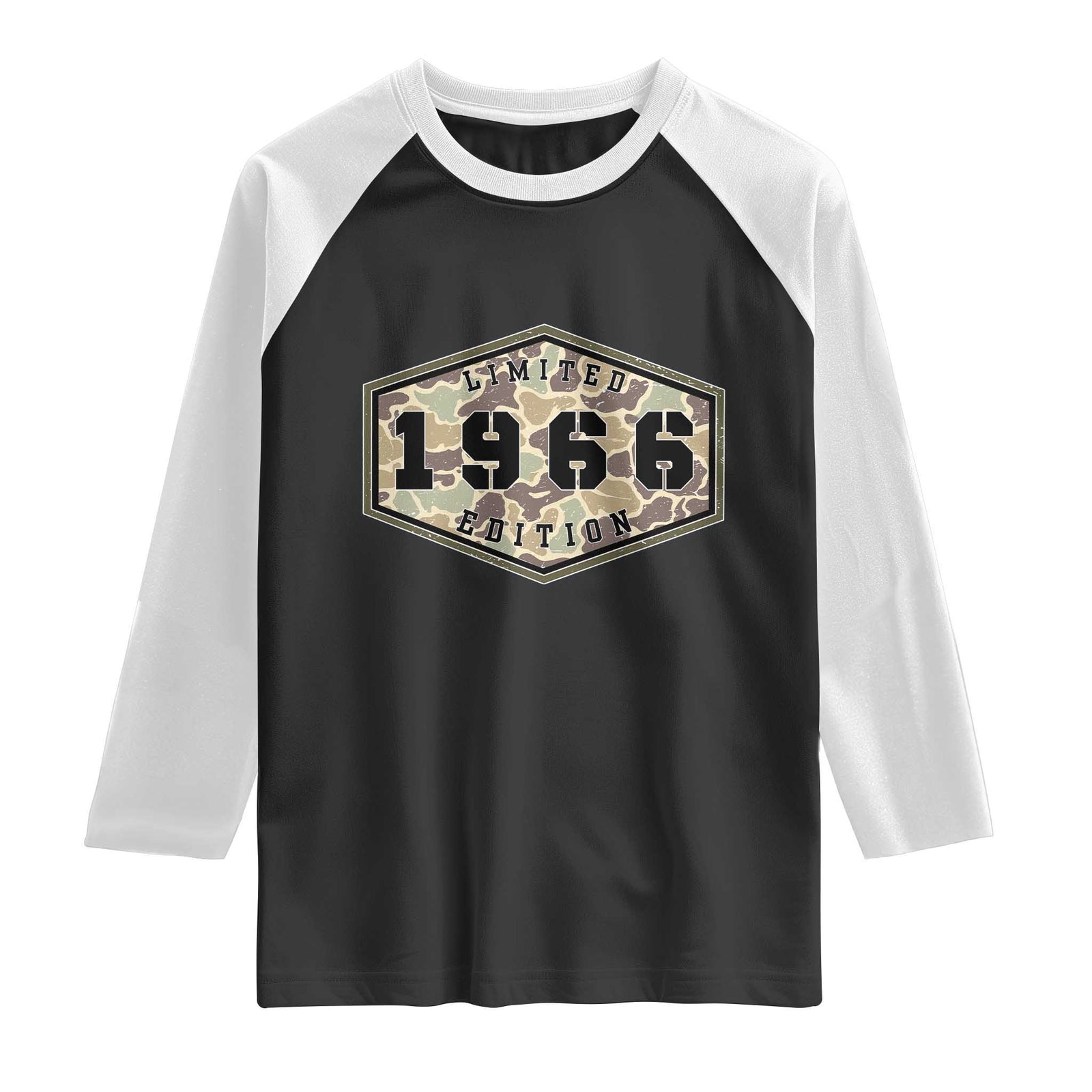 60th Birthday Hunting Raglan Shirt 1966 Limited Edition Vintage Camouflage Gifts For Turning 60 TS11 Black White Print Your Wear