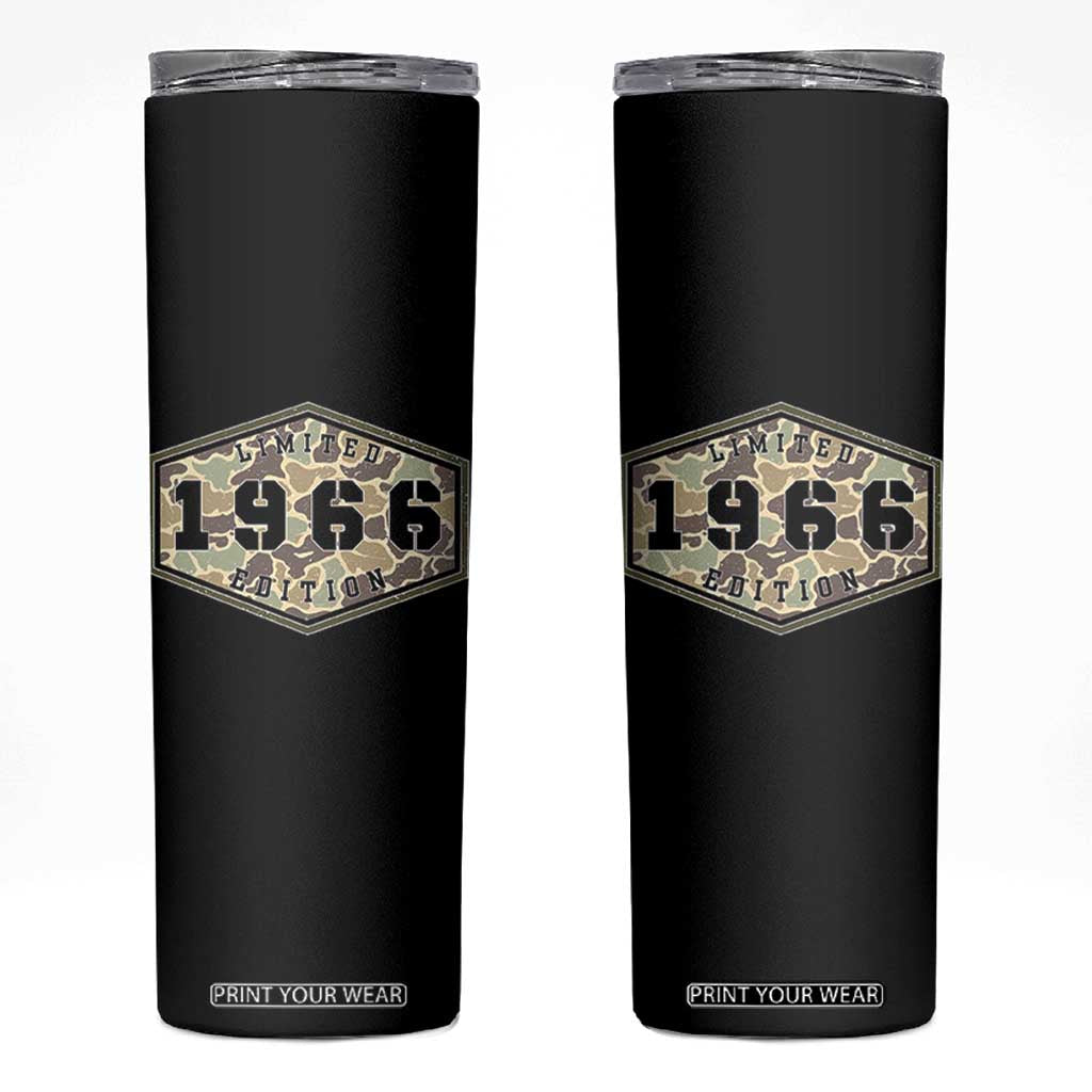 60th Birthday Hunting Skinny Tumbler 1966 Limited Edition Vintage Camouflage Gifts For Turning 60