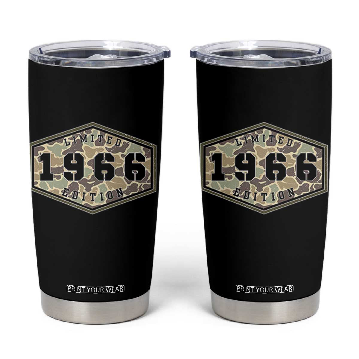 60th Birthday Hunting Tumbler Cup 1966 Limited Edition Vintage Camouflage Gifts For Turning 60