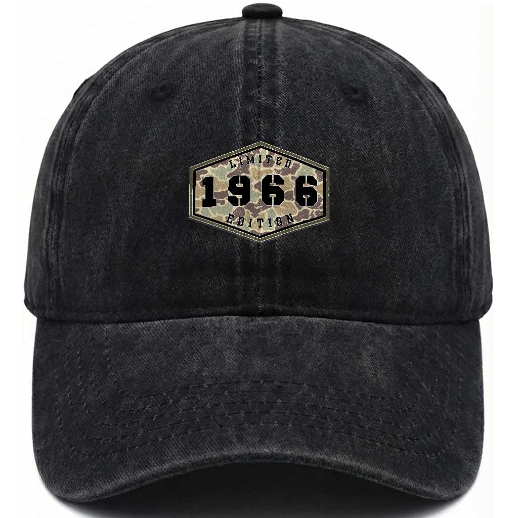60th Birthday Hunting Washed Cotton Baseball Cap 1966 Limited Edition Vintage Camouflage Gifts For Turning 60