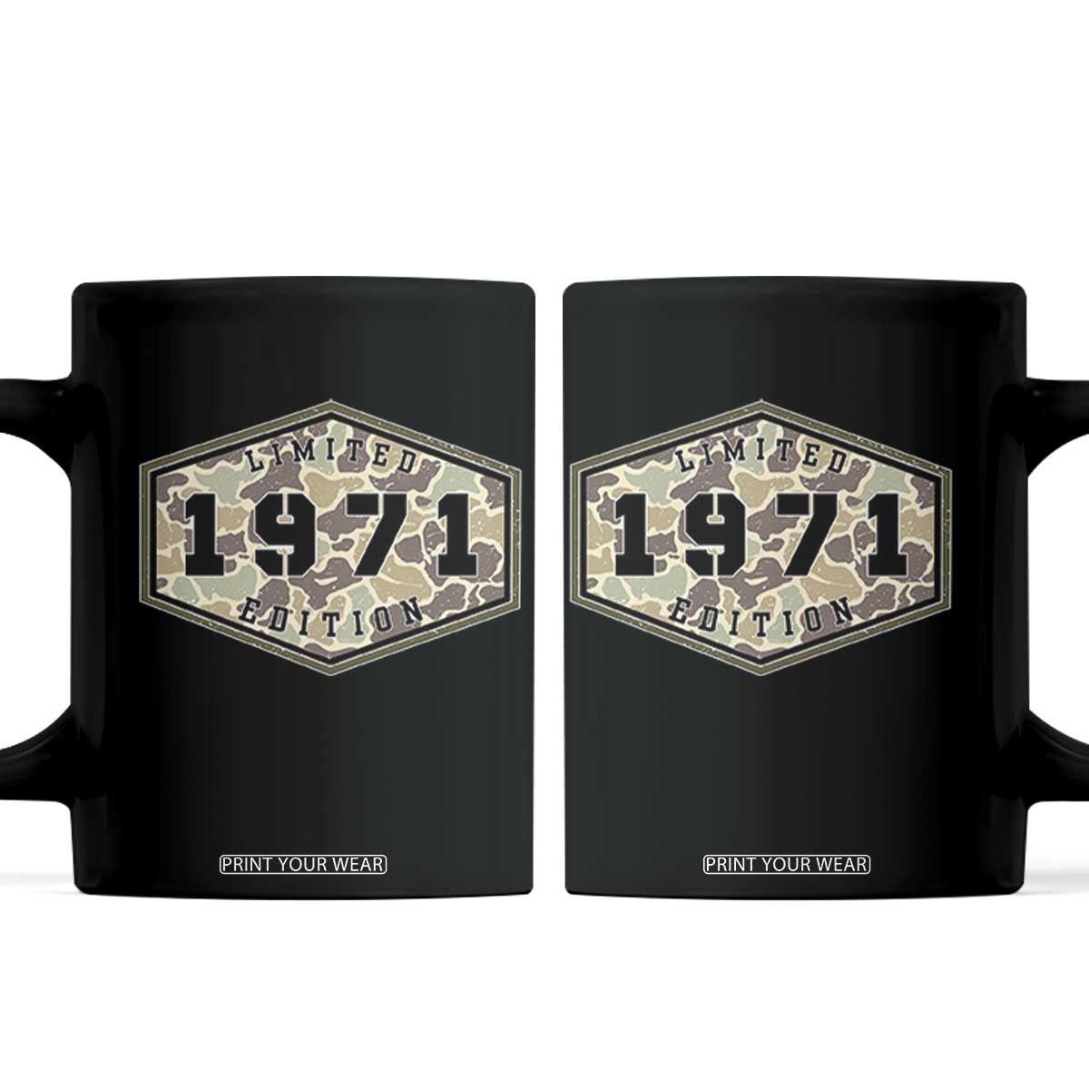 55th Birthday Hunting Coffee Mug 1971 Limited Edition Vintage Camouflage Gifts For Turning 55 TS11 Black Print Your Wear