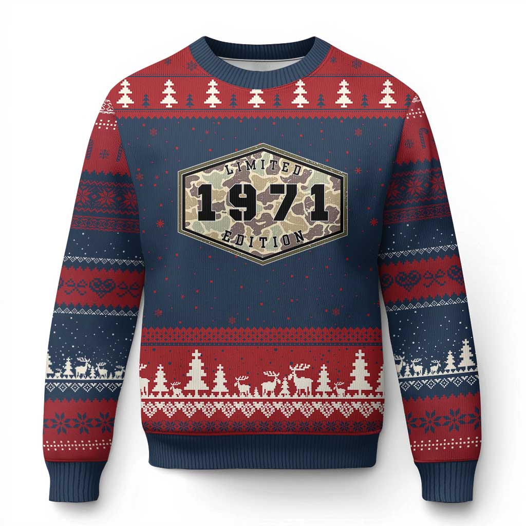 55th Birthday Hunting Ugly Christmas Sweater 1971 Limited Edition Vintage Camouflage Gifts For Turning 55