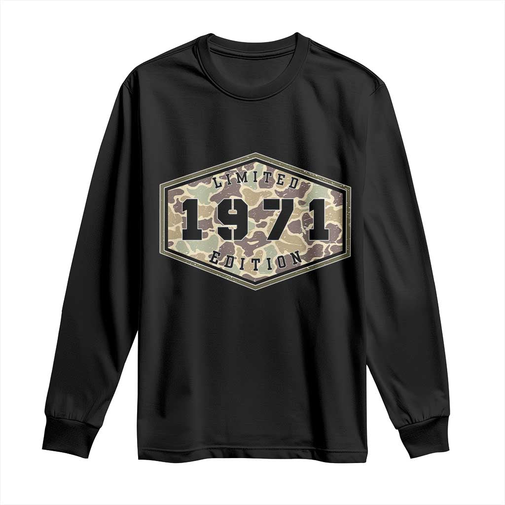 55th Birthday Hunting Long Sleeve Shirt 1971 Limited Edition Vintage Camouflage Gifts For Turning 55 TS11 Black Print Your Wear