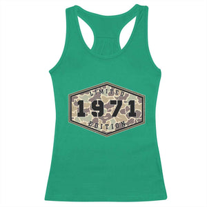 55th Birthday Hunting Racerback Tank Top 1971 Limited Edition Vintage Camouflage Gifts For Turning 55