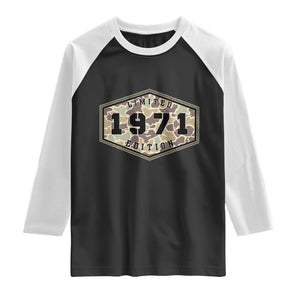 55th Birthday Hunting Raglan Shirt 1971 Limited Edition Vintage Camouflage Gifts For Turning 55