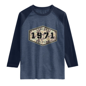 55th Birthday Hunting Raglan Shirt 1971 Limited Edition Vintage Camouflage Gifts For Turning 55