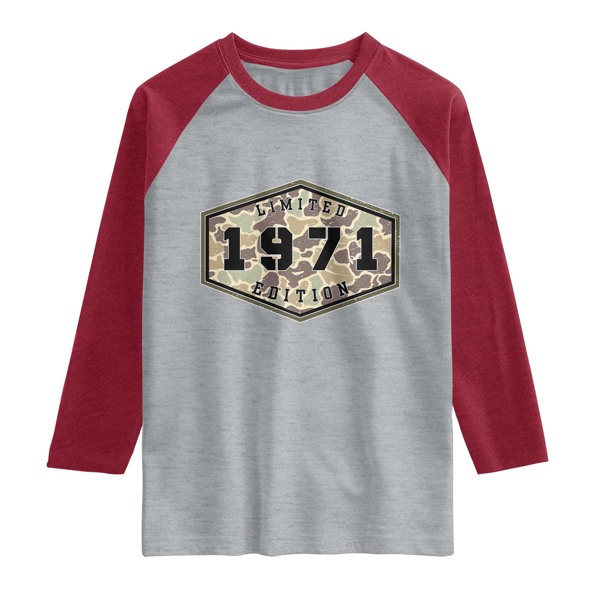 55th Birthday Hunting Raglan Shirt 1971 Limited Edition Vintage Camouflage Gifts For Turning 55