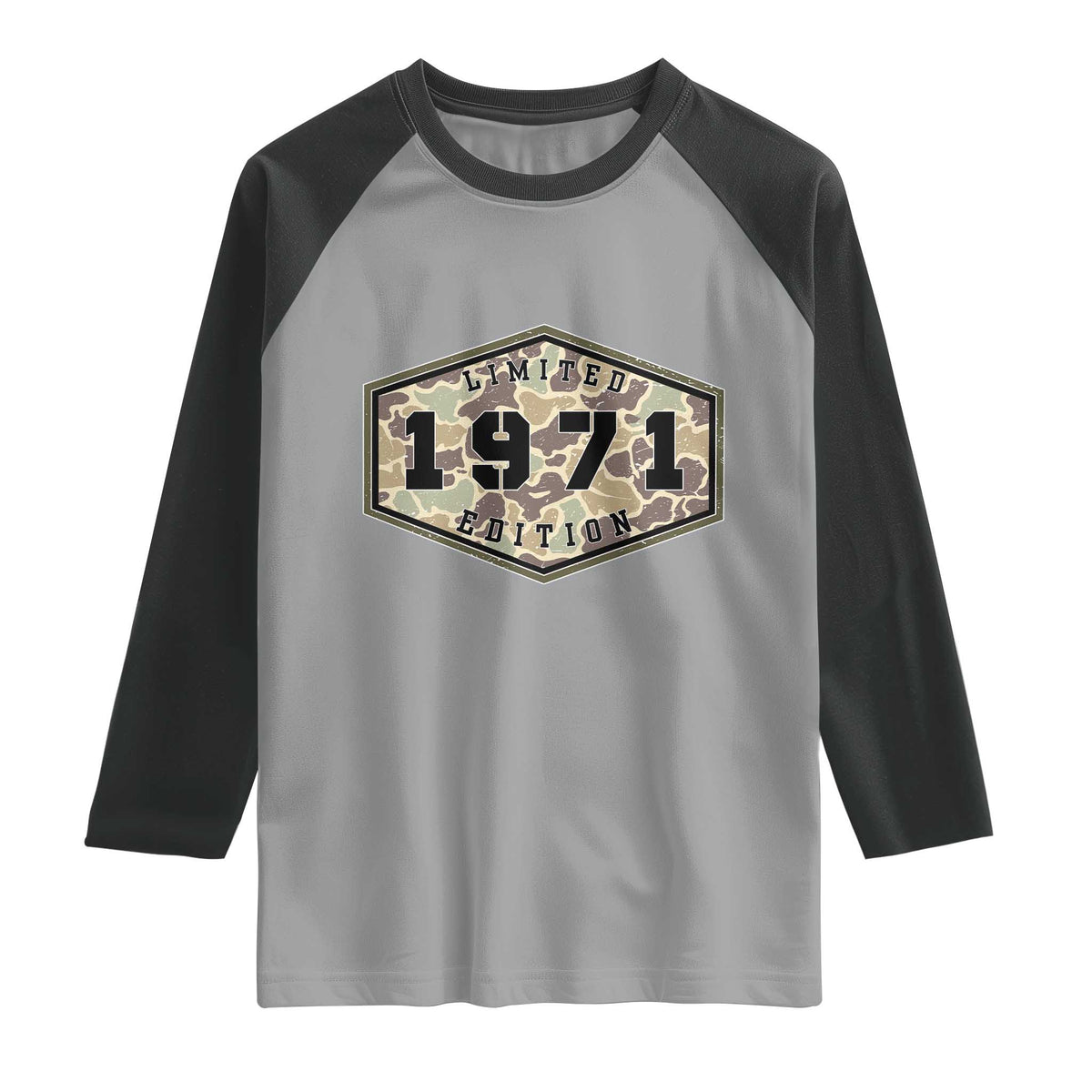 55th Birthday Hunting Raglan Shirt 1971 Limited Edition Vintage Camouflage Gifts For Turning 55