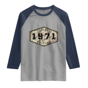55th Birthday Hunting Raglan Shirt 1971 Limited Edition Vintage Camouflage Gifts For Turning 55