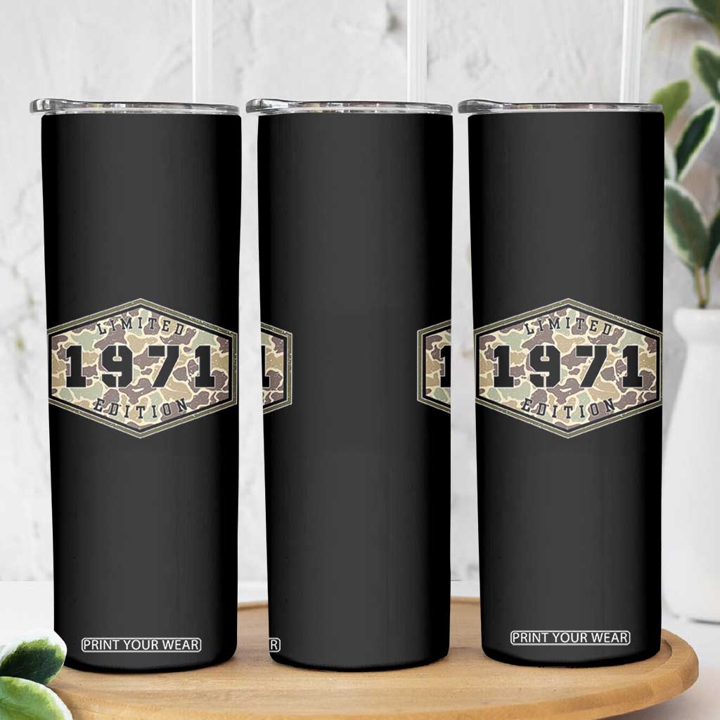 55th Birthday Hunting Skinny Tumbler 1971 Limited Edition Vintage Camouflage Gifts For Turning 55